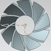 Top view of rotating vane